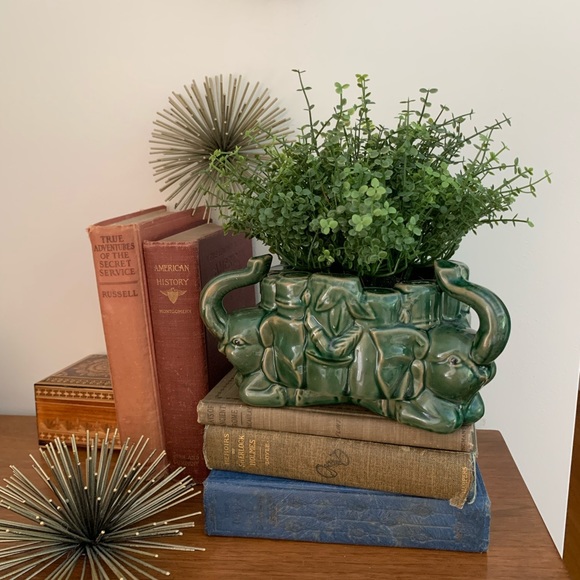 Vintage Majolica Style Elephant Planter